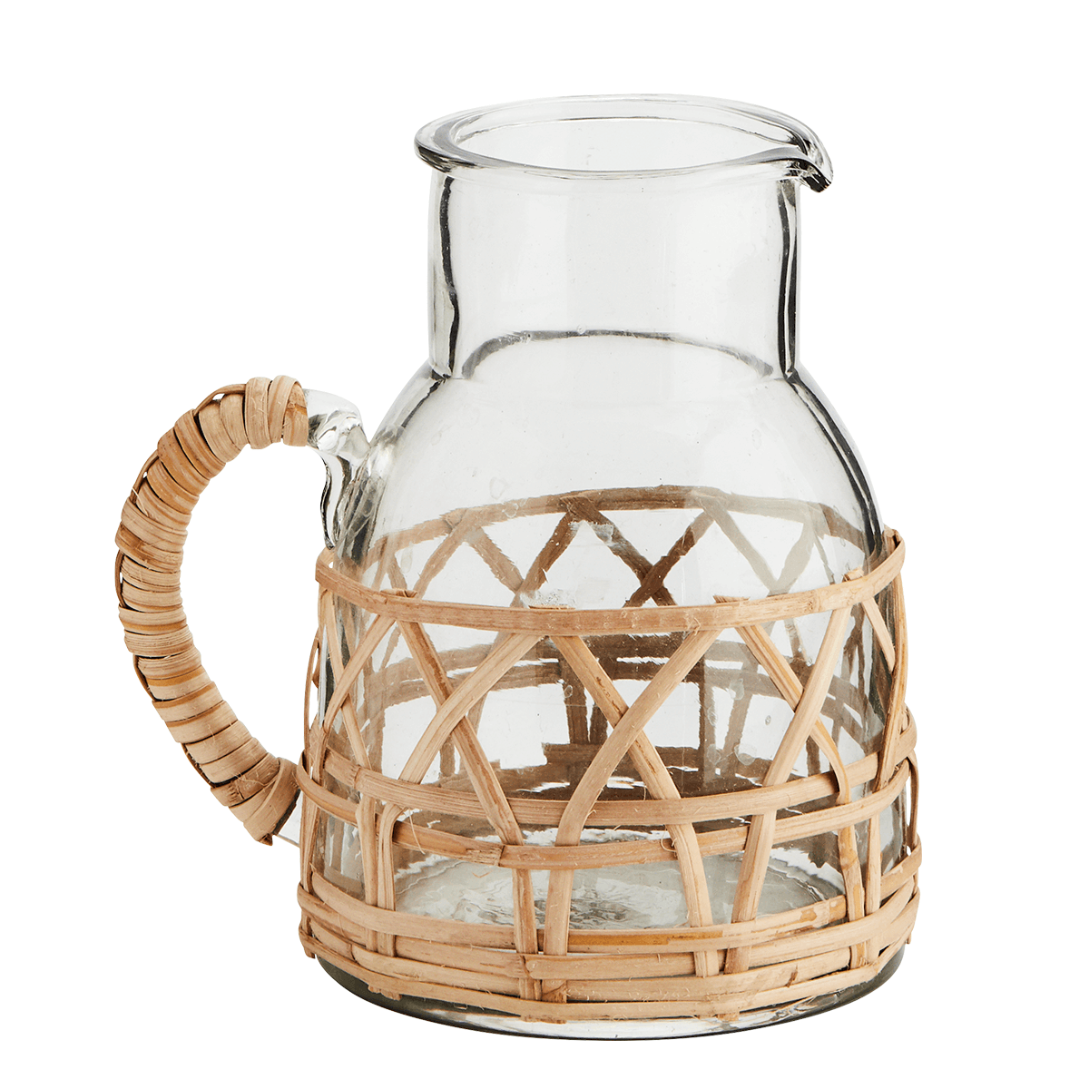 medium glass jug with cane holder
