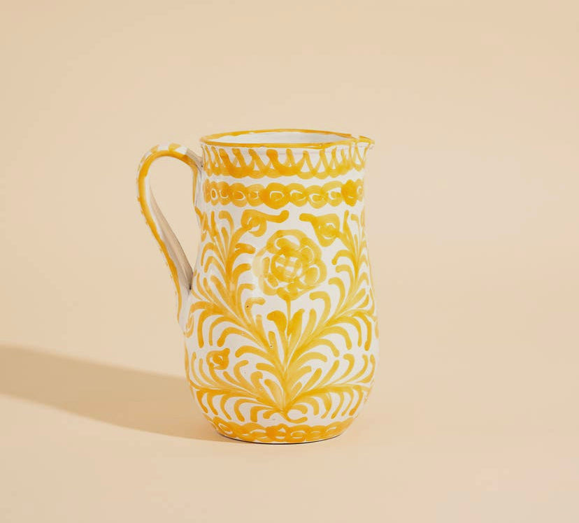 handmade spanish ceramic yellow pitcher