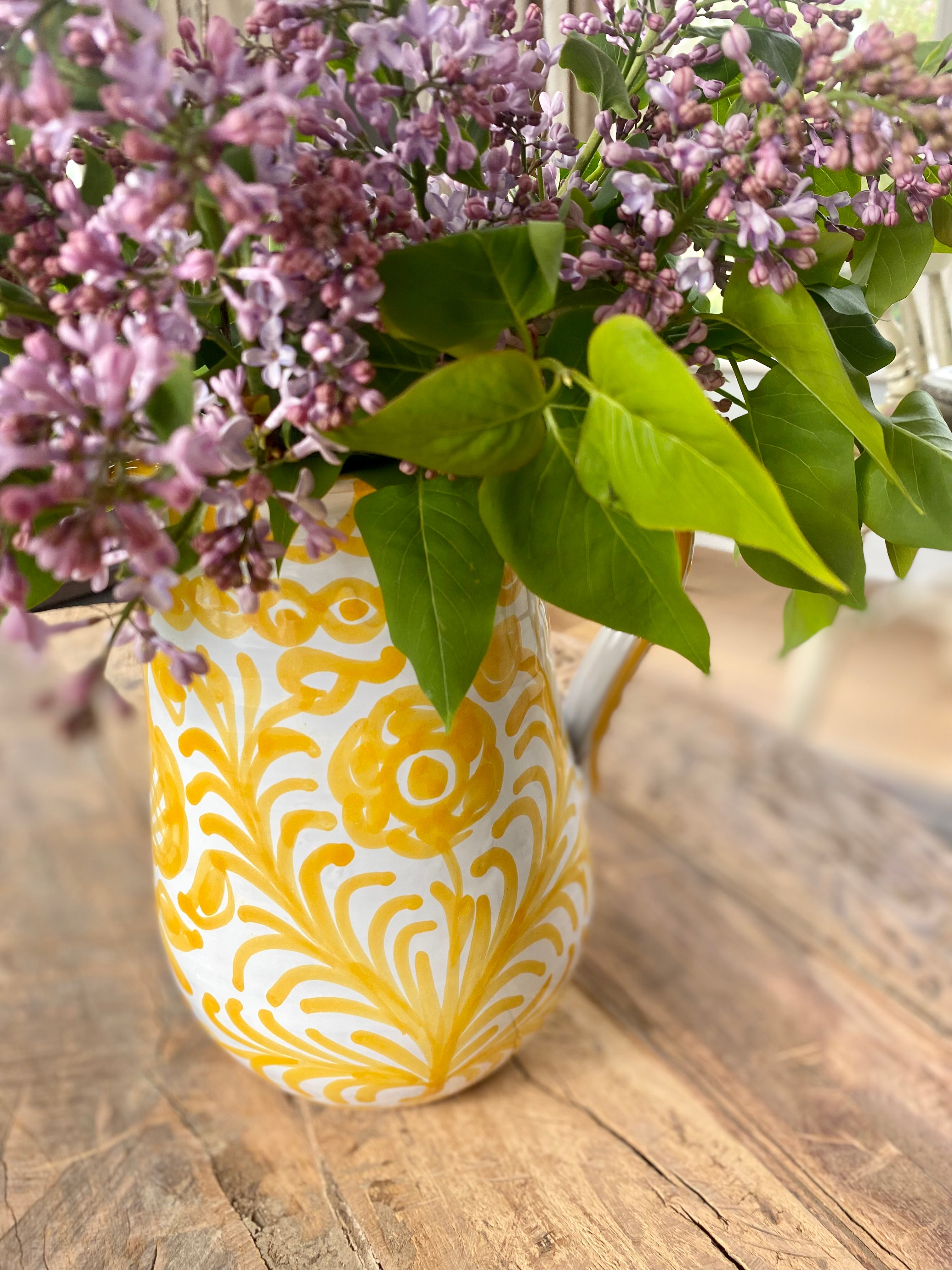 handmade spanish yellow ceramic pitcher