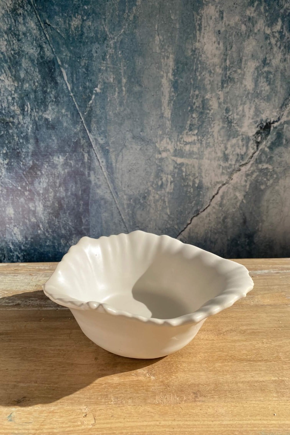 Handmade sculptural bowl in matte white finish