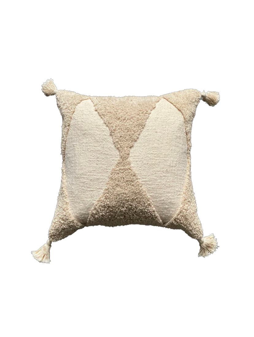 ivory cushion with tassels