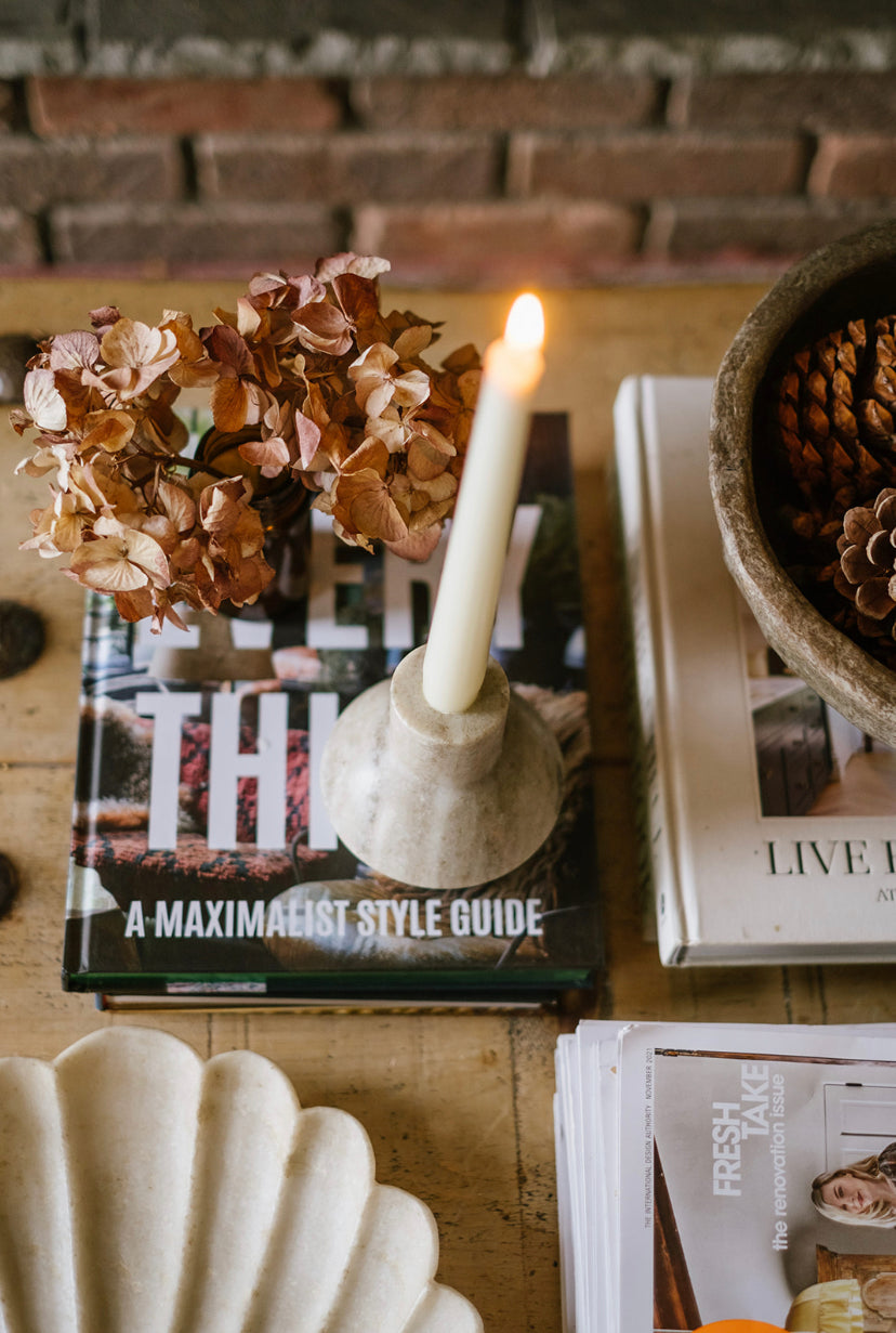 beige marble candle holder