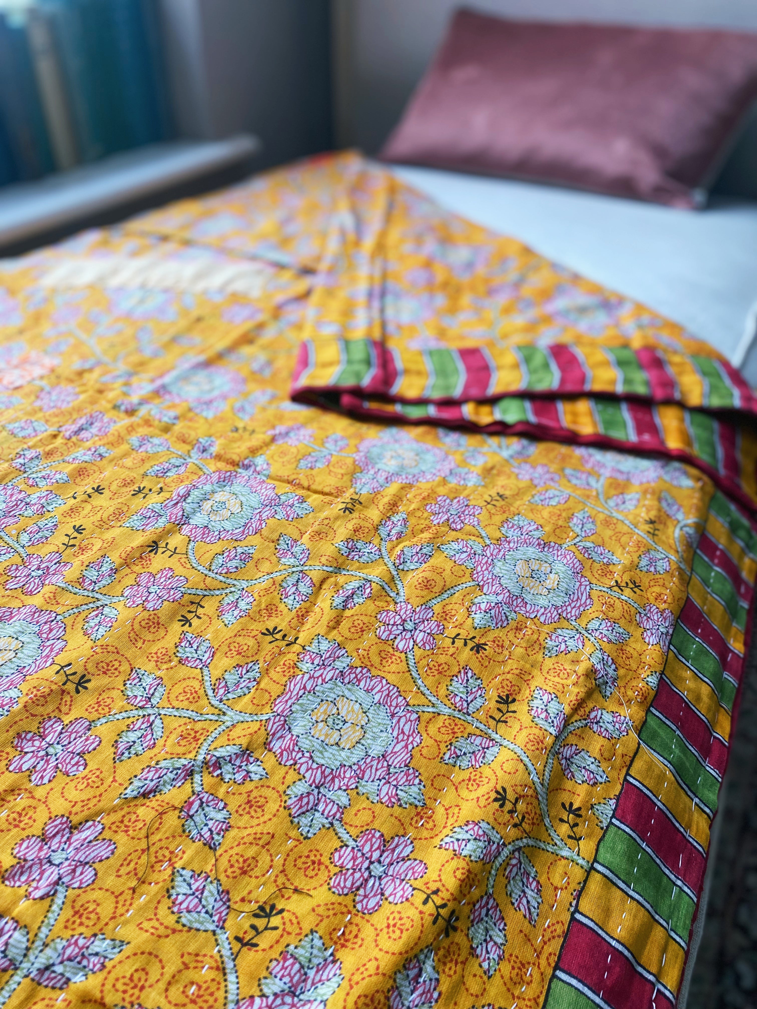 recycled cotton Kantha throws