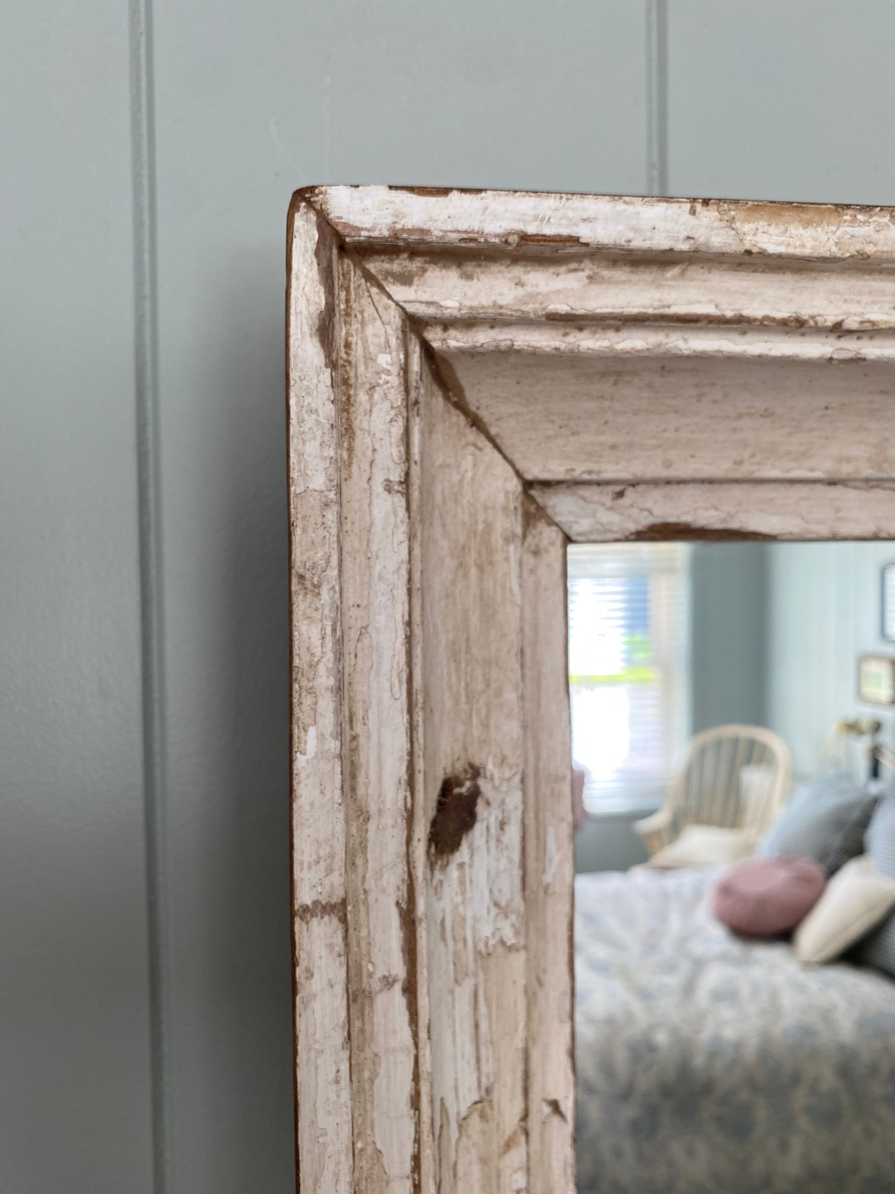 large reclaimed wood mirror, off-white