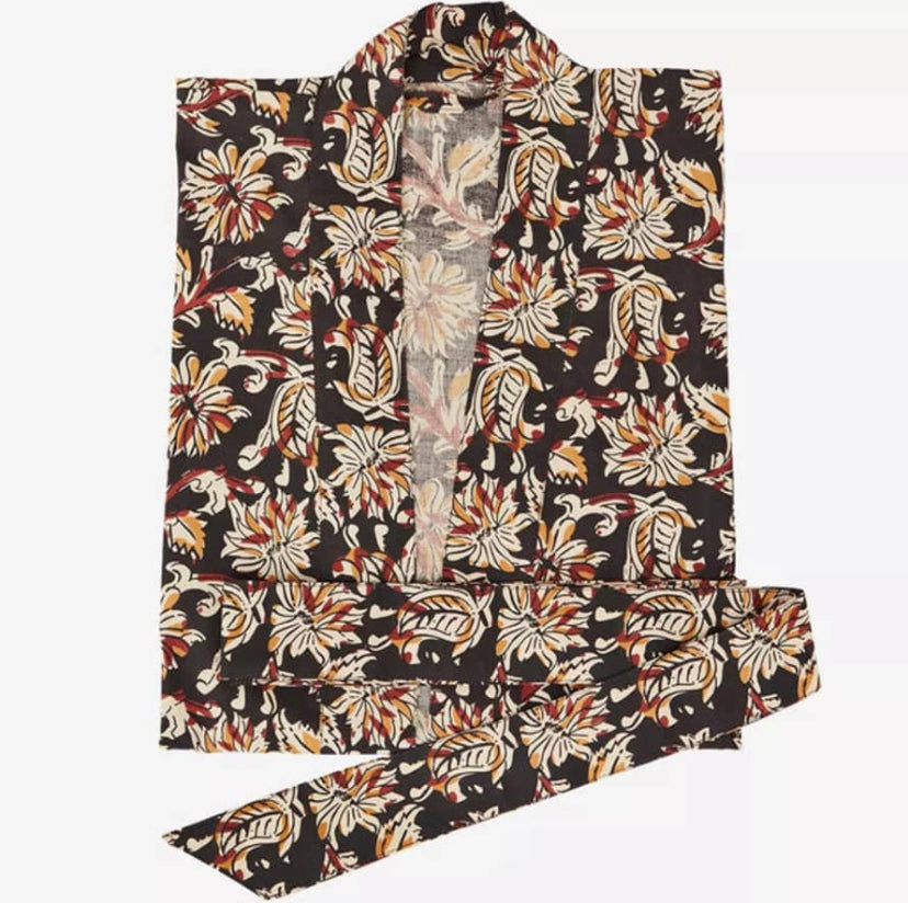 Printed cotton kimono