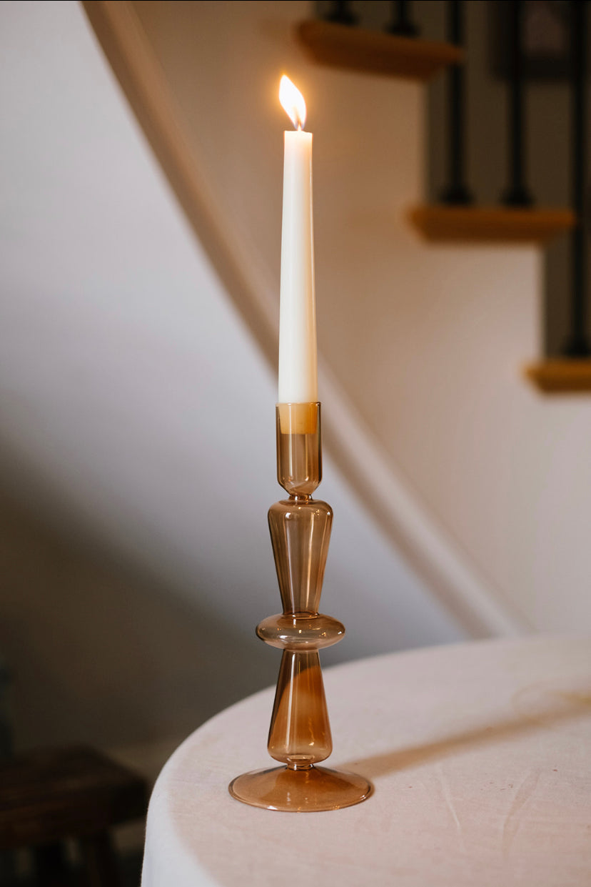 Terracotta glass candle holder