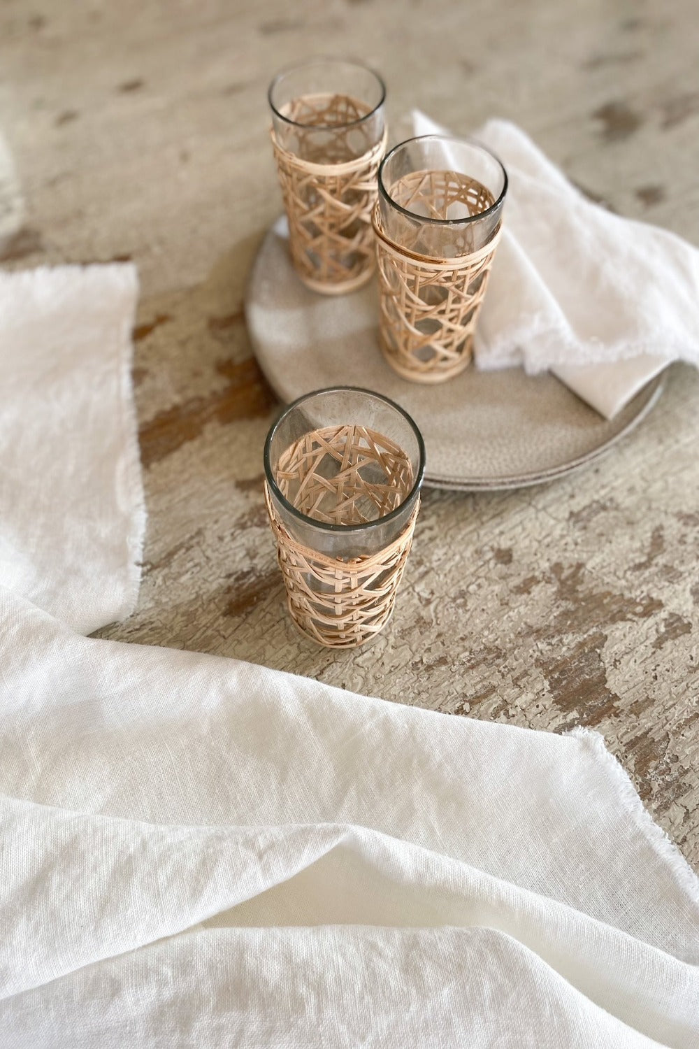 glass with bamboo case